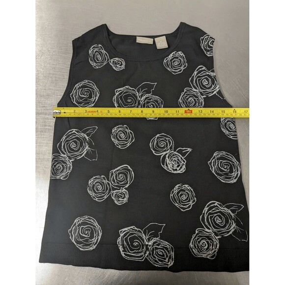 Field gear Women 2 Piece Black and White Rose Floral Pattern Button Up Sweater a - Picture 11 of 13